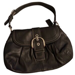 EUC COACH BLACK SOHO PLEATED HOBO FLAP BAG F15204